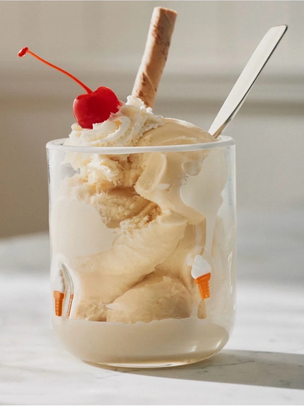 Anthro Icon glass tumbler- ice cream cone
